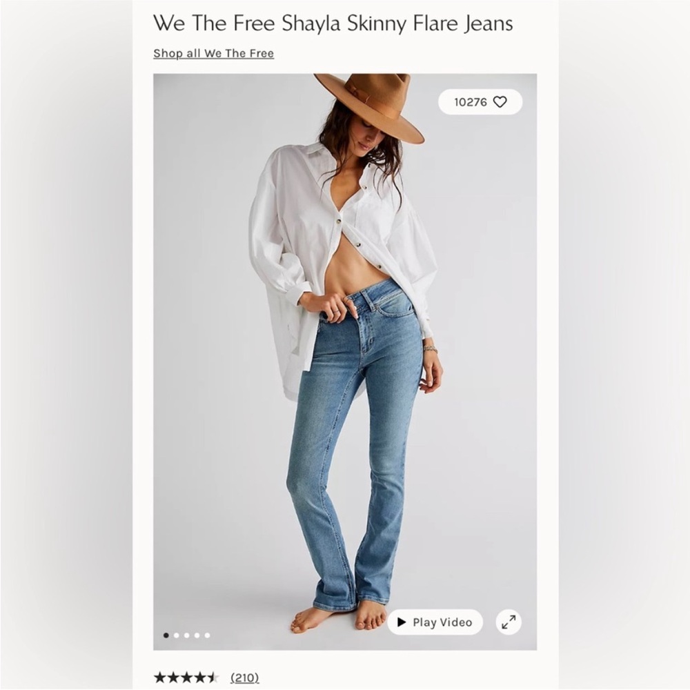 Free People We the Free Shayla Skinny Flare Jeans size 26 - Picture 3 of 15